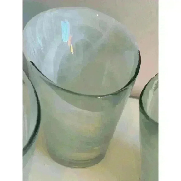 3  Light Blue white green Free Flow recycled glass ART VASE Lg Slant Modern - Picture 5 of 6